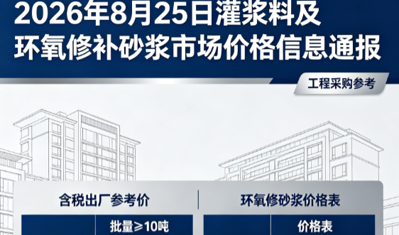 永年2026年8月25日灌浆料及环氧修补砂浆市场价格信息通报